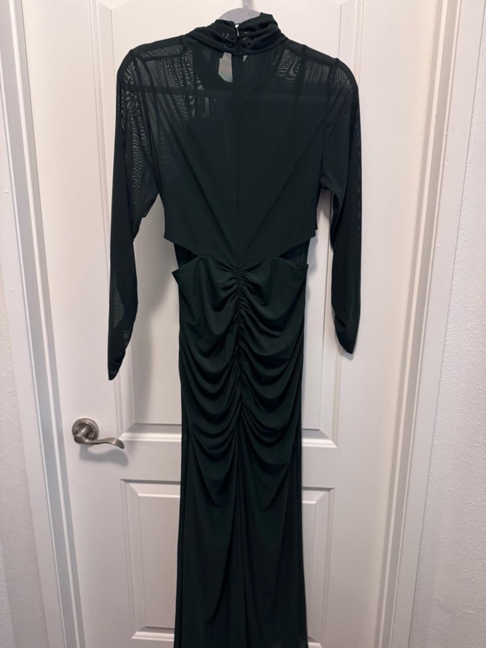 Reiss Dani Long Sleeved Ruched Dress in Dark Green - Picture 11 of 14